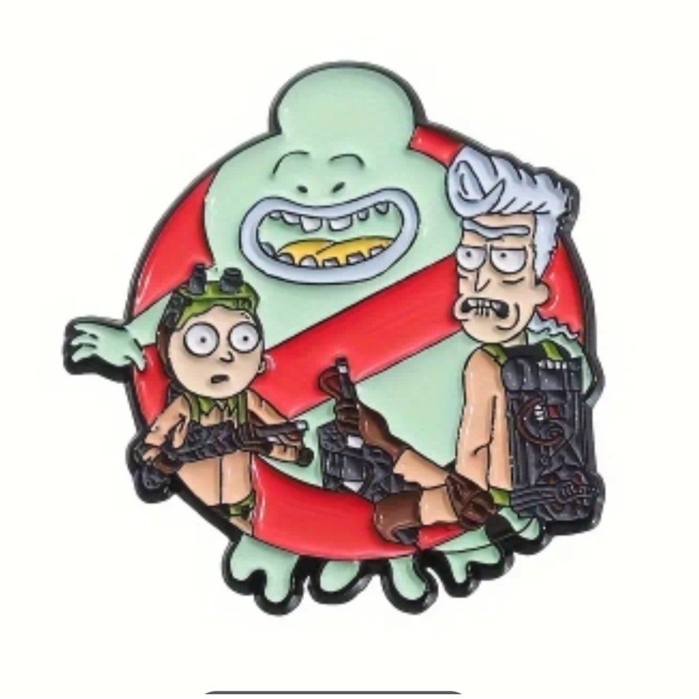Rick and‎ Morty Ghostbusters Enamel Pin Cartoon TV Show Lapel Brooch